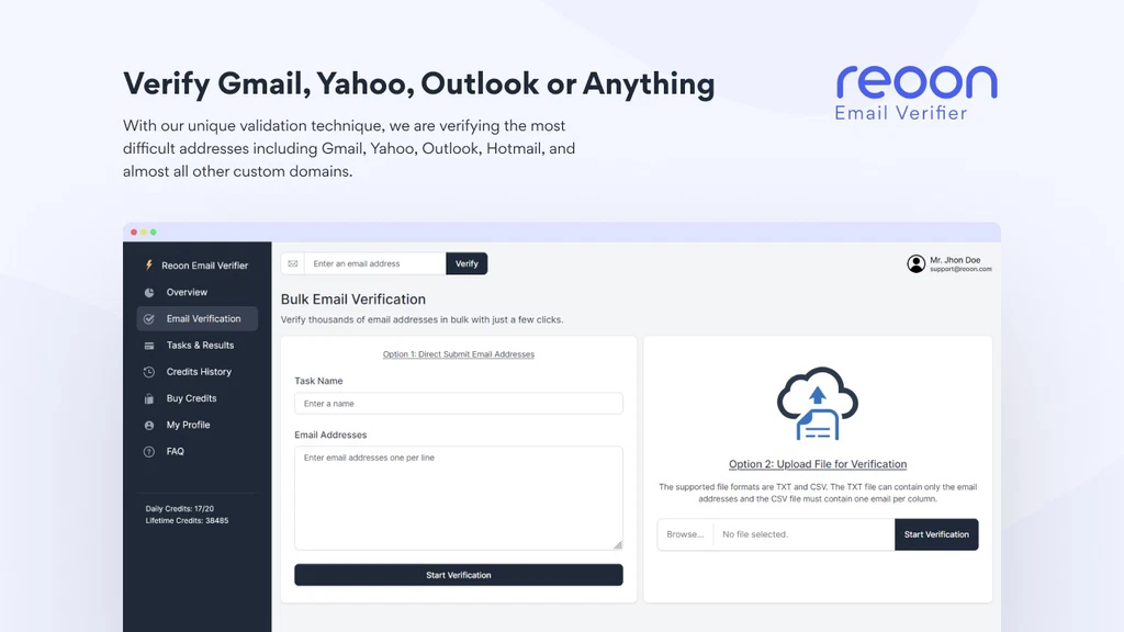 Reoon Email Verifier, email verification