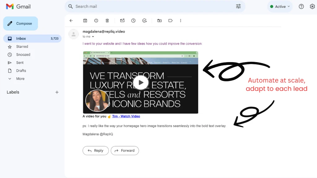 repliq personalized video creation feature